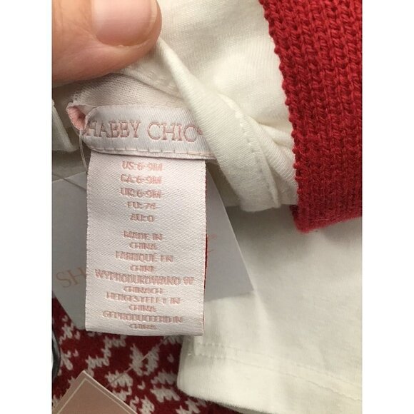 Shabby Chic Rachel Ashwell Infant Christmas Winter Outfit Red Overalls 6-9 Month - Picture 3 of 4